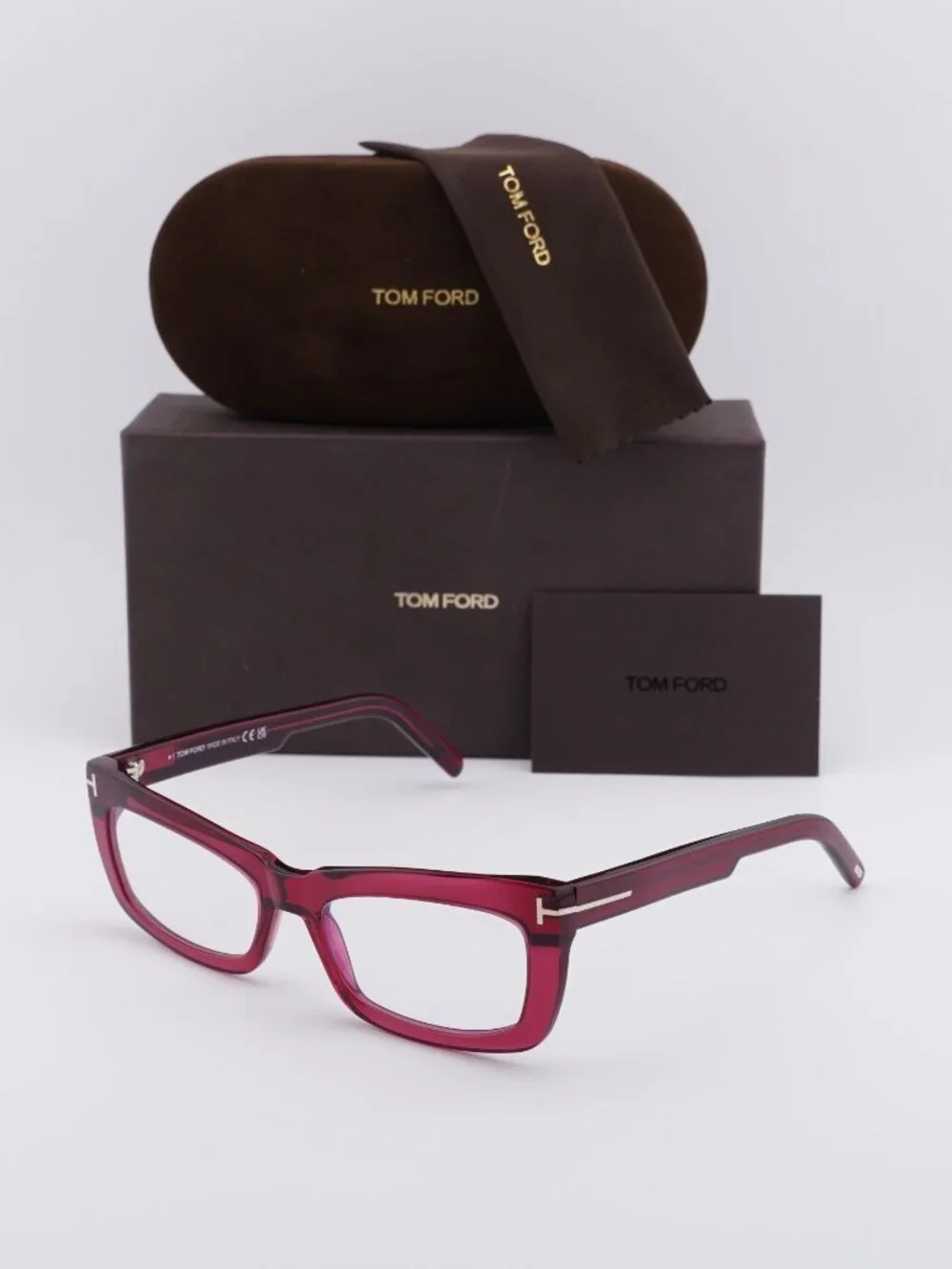 Tom Ford FT5966-B 075 Rectangle Eyeglasses 55mm - Shiny Fuchsia